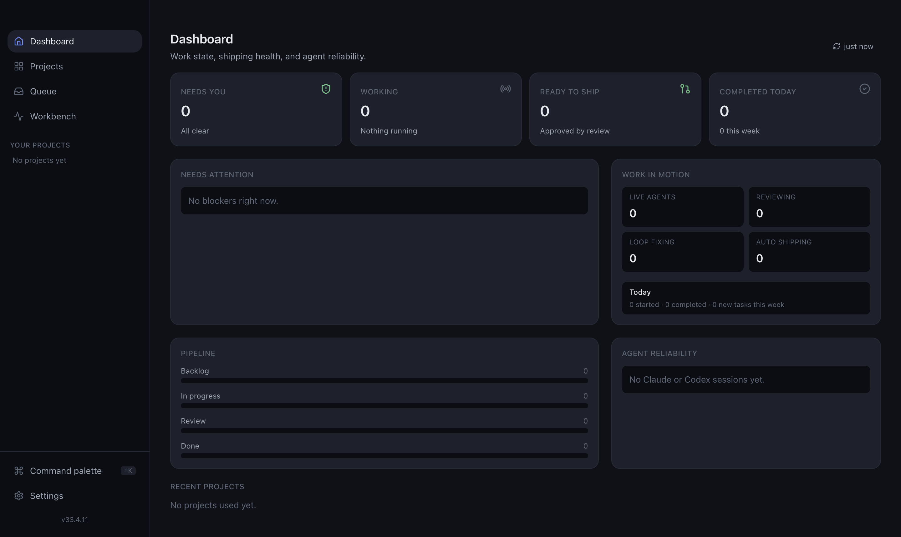 The AICoder dashboard