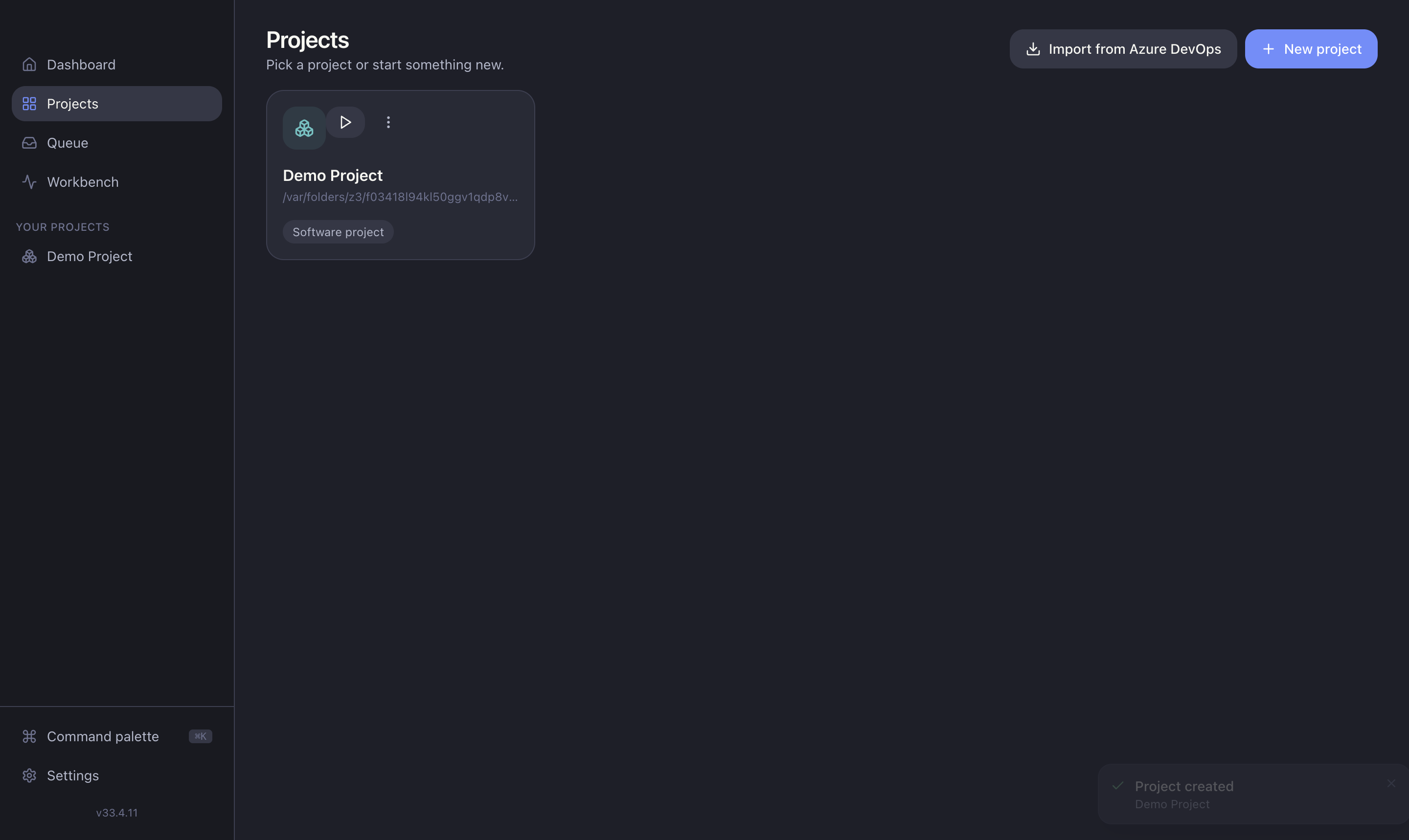 The Projects hub